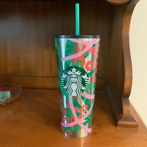 NEW 𝅺Starbucks Stainless steel 2021 Tropical Floral Tumbler Venti